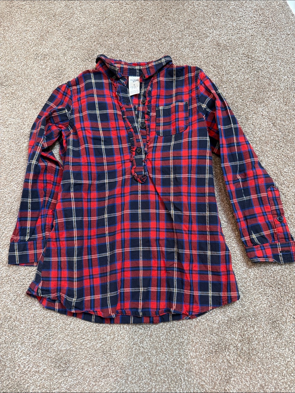 OshKosh B'gosh Red & Navy Plaid Button-Front Tunic